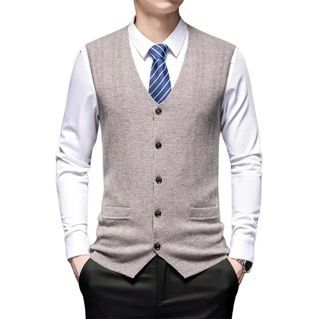 太子龍 高端秋冬季西装开衫坎肩开背心爸爸外穿马甲 男款