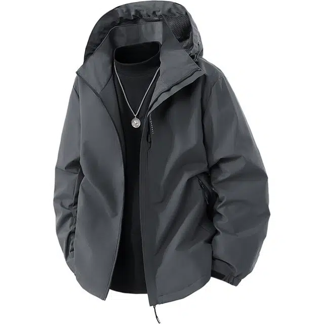 爱肯  美式高街经典简约潮流轻便百搭时尚纯色基础简洁个性高级感无性别主义休闲日常舒适户外防风机能风宽松 青少年夹克 男女同款