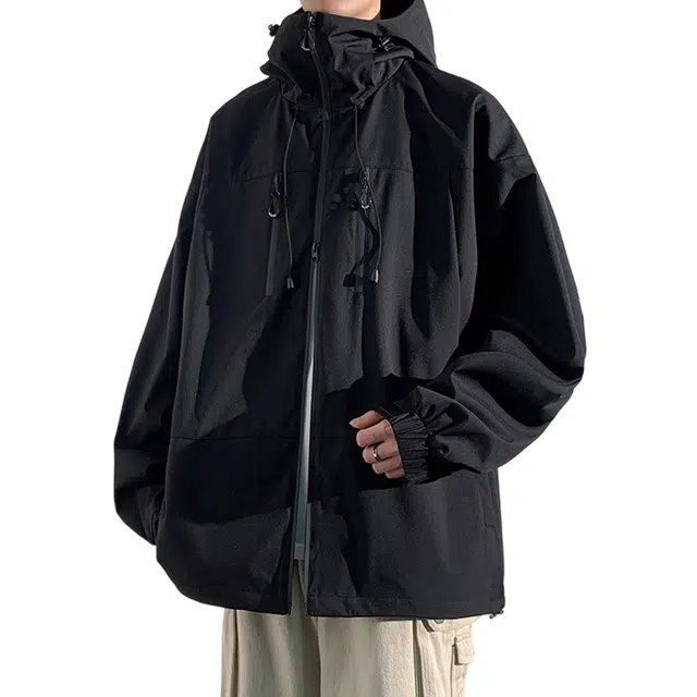 顶峰保罗 美式户外登山服软壳骑行徒步通勤运动连帽长袖机能防风工装无性别主义山系宽松大码休闲简约百搭痞帅潮牌夹克外套 男女同款