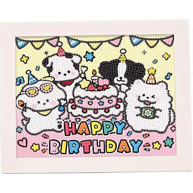 启启 高质量小狗钻石画 手工创意粘贴类