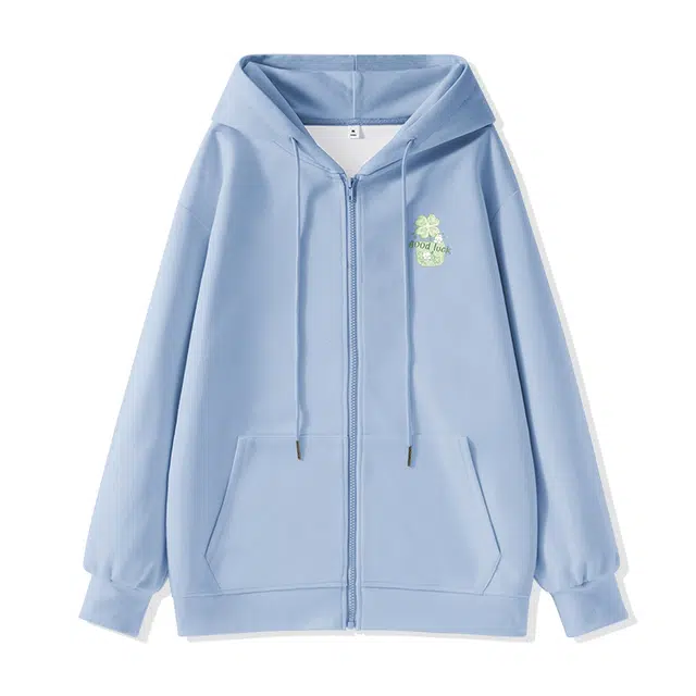 棉致 幸运四叶草简约纯色牛奶丝复合抗皱无性别主义宽松落肩休闲卫衣 男女同款