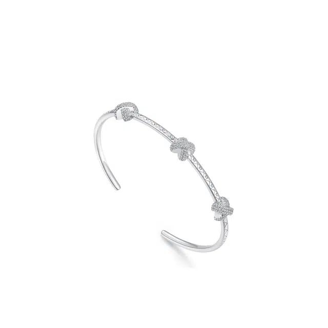 法思梵 轻奢高级感三交叉创意设计 爆闪简约手环手饰 开口 铜镀白金 手镯 女款