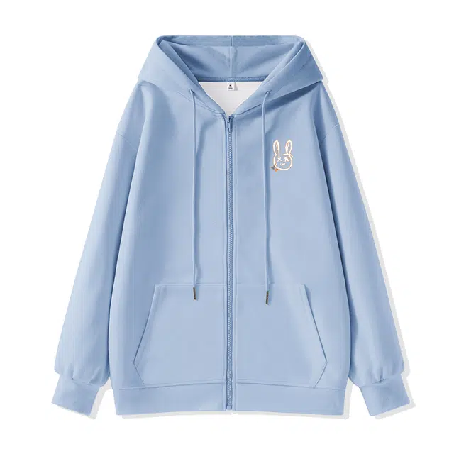 棉致 旅行大兔子简约纯色牛奶丝复合抗皱无性别主义宽松落肩休闲卫衣 男女同款