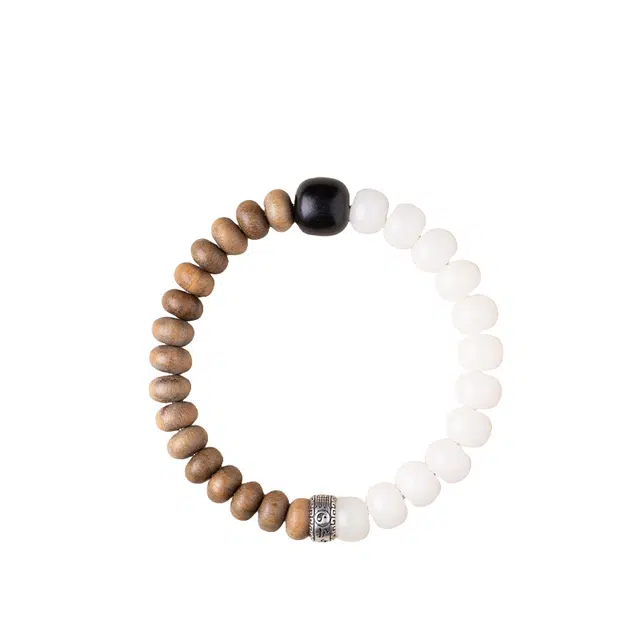 仙园韵 太极绿檀木白玉菩提女款手链转运珠道家护身符手饰文玩#好运 绿檀 手串 男女同款情侣款