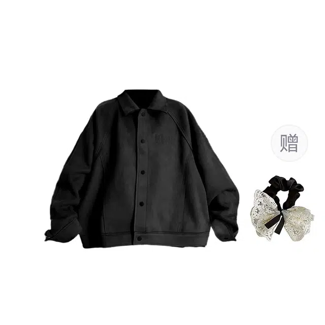 涂诗菲 韩版复古机车宽松休闲减龄时尚简约百搭通勤长袖上衣外套夹克 女款