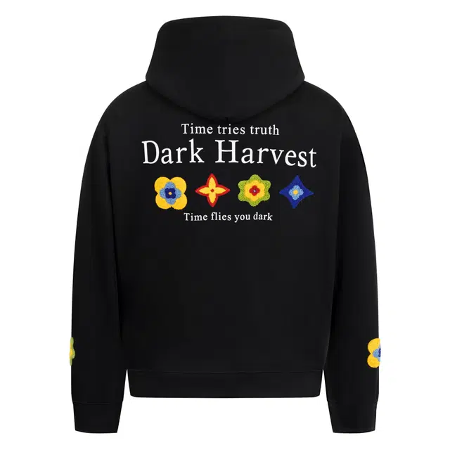 奇迹街区 美式复古国潮毛巾绣四时花刺绣撞色设计字母小众潮牌高街嘻哈碎花舒适宽松日常百搭情侣上衣连帽帽衫长袖卫衣 男女同款