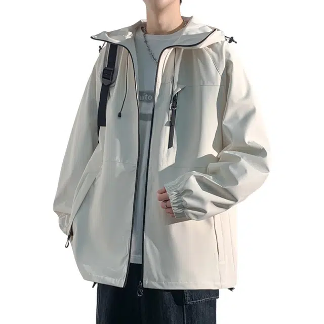 顶峰保罗 户外机能风登山服软壳骑行徒步通勤运动连帽长袖休闲防风外套无性别主义山系宽松大码工装上衣简约百搭痞帅潮牌夹克 男女同款