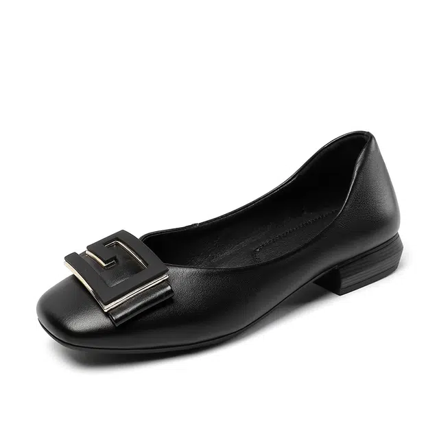 阿比让 头层牛皮 气质优雅淑女时尚百搭潮流柔软 女士休闲单鞋 女