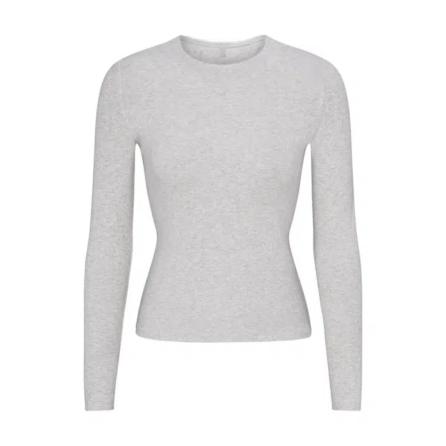 SKIMS DROP NEEDLE POINTELLE LONG SLEEVE TOP FW25T