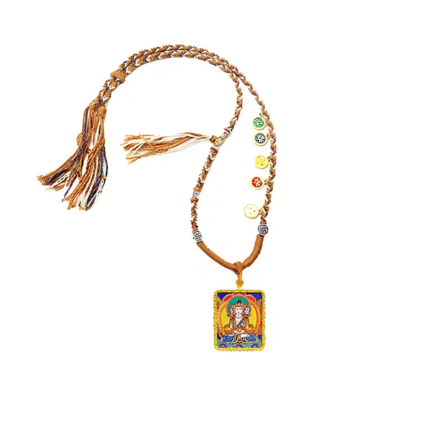 【正财偏财财源滚滚来】 重庆金店 大日如来 十二生肖本命佛 民族风吊坠手绘唐卡 描金财神守护神庇佑上岸#好运 合金  项链 男女同款情侣款