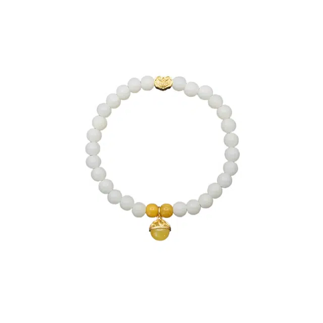 子婳 白玉菩提温润玉石文玩盘玩小众清新优雅简约百搭手饰#好运 白玉菩提 手串 女款