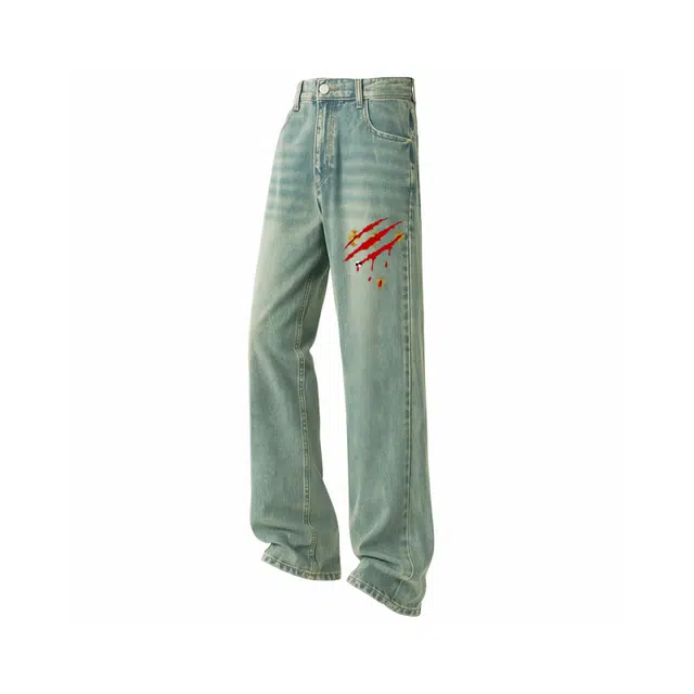 AMBER LIGHT OOTD Cross Print Jeans