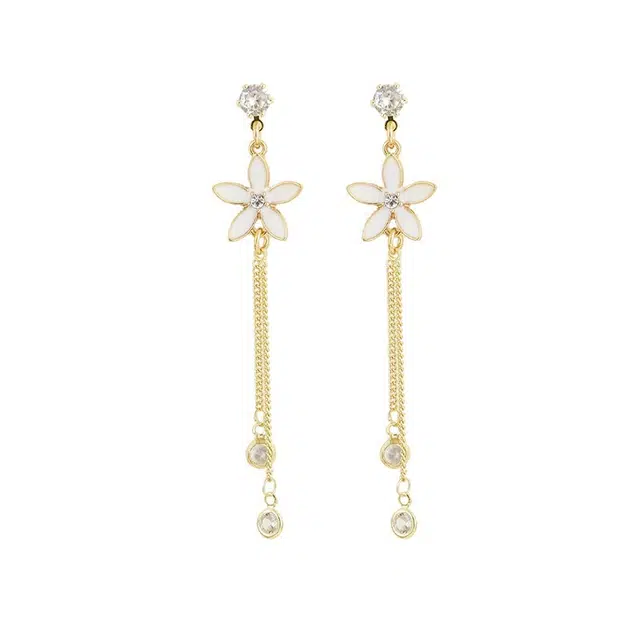 彤彤兔 韩系小雏菊耳坠女小众设计感潮流气质花朵流苏耳饰品 合金 耳环 女款