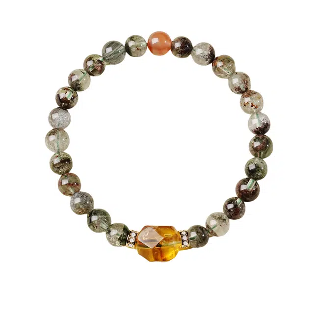 子婳 招财聚福转运好运水晶手链女新款小众轻奢简约甜美日常百搭手饰 绿幽灵 手串 女款