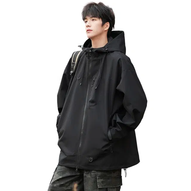 顶峰保罗  户外机能风登山服软壳骑行徒步通勤运动连帽长袖休闲多巴胺防风外套无性别主义山系宽松大码工装上衣简约百搭潮牌夹克 男女同款