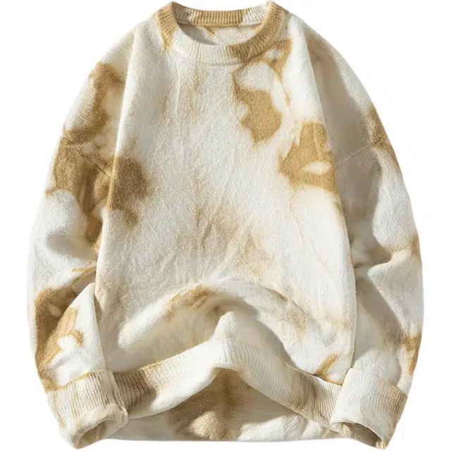 半空山 美式复古撞色提花圆领慵懒宽松休闲时尚百搭美拉德长袖打底针织衫 男女同款