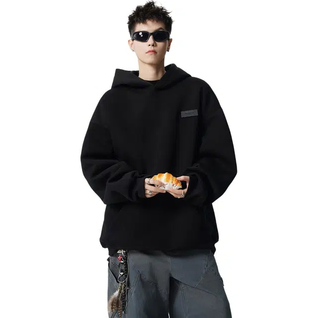 佐菲利 美式重磅魔术贴连帽潮牌宽松百搭休闲运动帽衫外套卫衣 男女同款