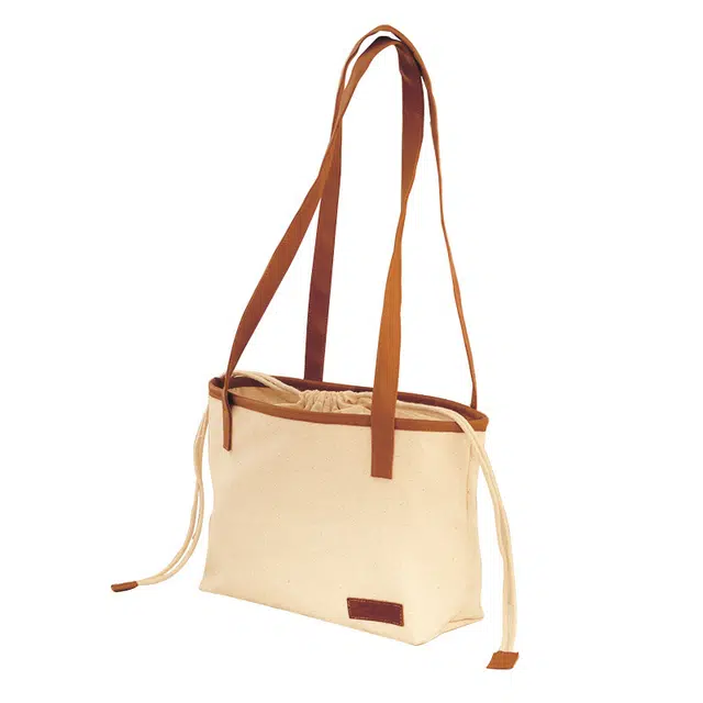 简应舒日系原色棉麻单肩束口手提收纳漱洗漱包 便携多层