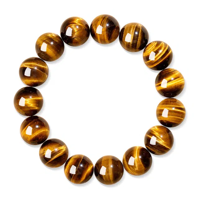 一世倾 八方来财吸金招财升职加薪简约设计个性独特大气佛珠转运珠复古风格经典新中式礼盒好运天然 虎眼石 玉石手串 男女同款情侣款