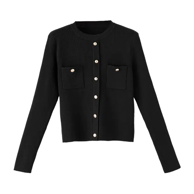 晚白 时尚简约气质上衣百搭显瘦韩版针织衫 女款