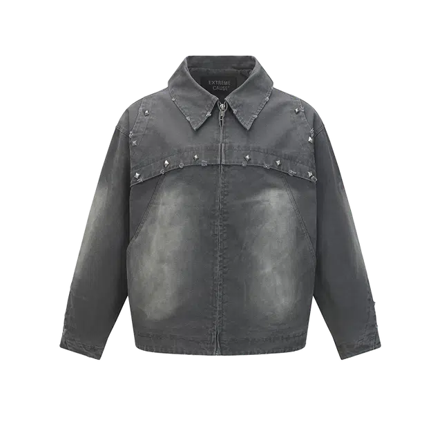 奇迹街区 秋季美式复古宽松休闲百搭纯色夹克外套 男女同款