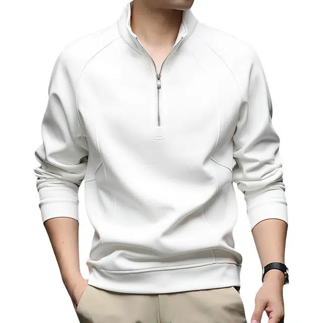 卡丹狄诺 长绒棉秋冬季宽松休闲长袖半拉链立领品质户外潮流纯色打底衫卫衣 男女同款