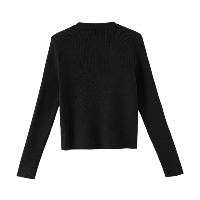 晚白 时尚简约气质上衣百搭显瘦韩版针织衫 女款