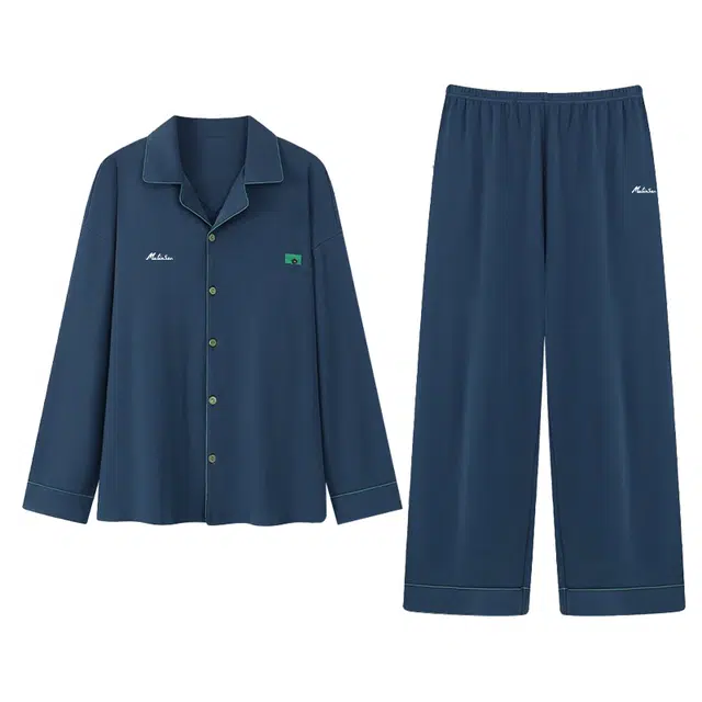 木林森 印花经典版型轻薄垂顺不易皱居家凉感长袖长裤睡衣套装 男款