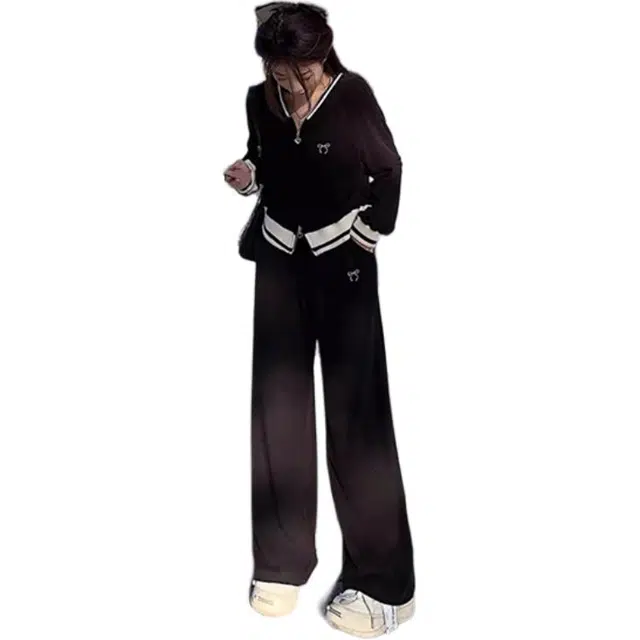 丝絮丝绸 秋季时尚显瘦宽松韩版学生两件套休闲套装 女款