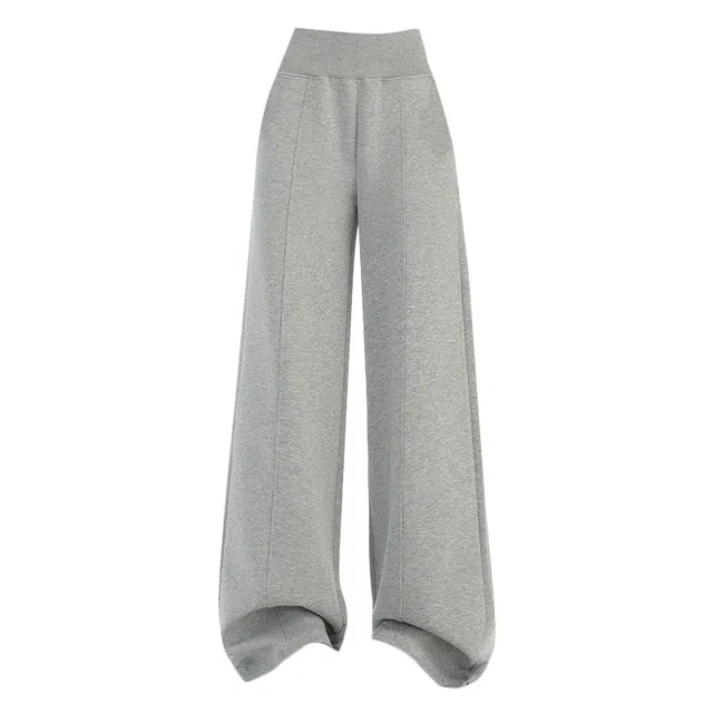 拾籍 复古运动风美式加宽翻边腰头设计秋冬时尚简约舒适百搭宽松阔腿休闲裤 女款