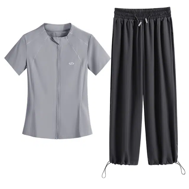 百思绒  时尚舒适简约百搭运动休闲  健身套装  女款