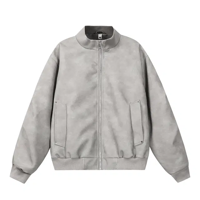 哲源 美式复古麂皮绒做旧扎染翻领设计感男款春秋外套潮牌百搭宽松舒适飞行员休闲夹克 男女同款