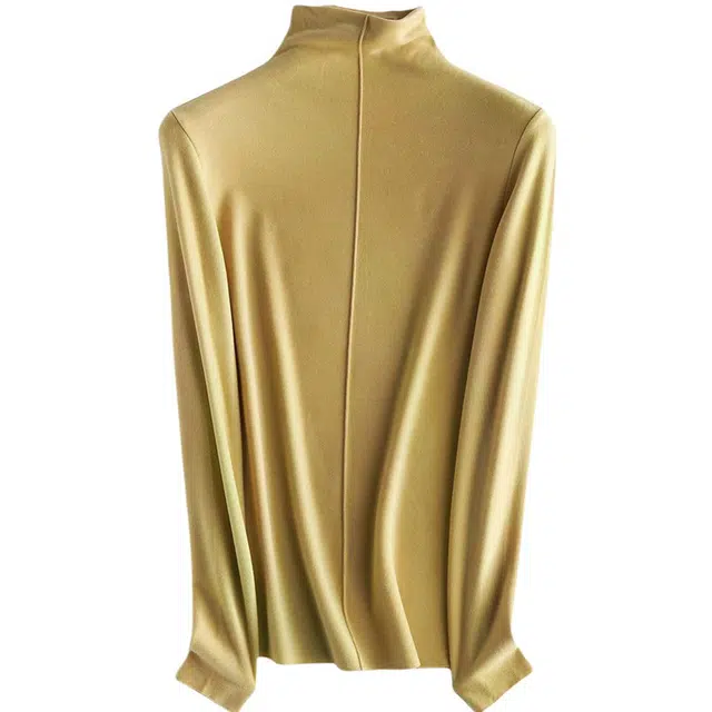 莫代尔 双面绒修身纯色长袖半高领简约打底针织衫 女款