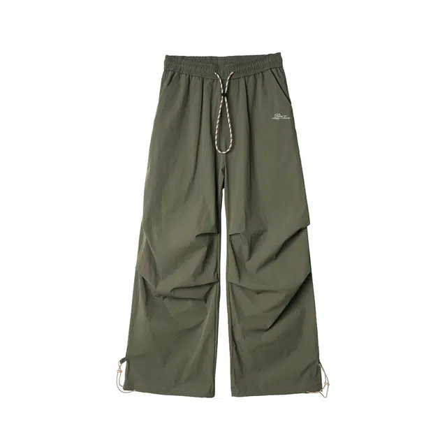 黑恐龙 美式高街潮流字母印花立体纯色中腰松紧简约直筒垂感时尚百搭舒适宽松户外运动日常通勤长裤休闲裤 男女同款