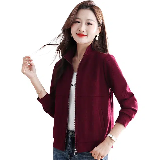 左岸 休闲简约轻便修身显瘦显高时尚潮流百搭纯色立领设计感户外运动日常通勤舒适亲肤柔软夹克 女款