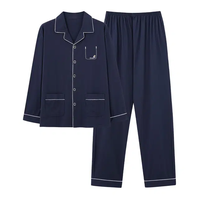 莫代尔 秋冬纯棉亲肤透气舒适家居服睡衣套装 男款