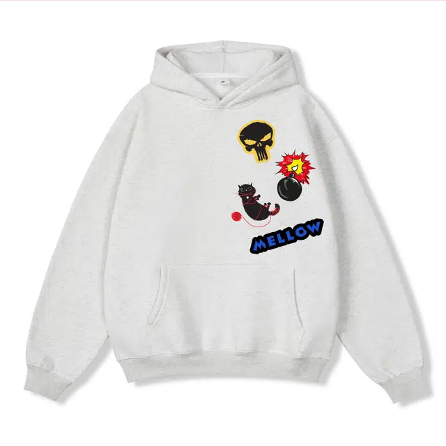 孜讯 美式复古卡通元素创意图案设计感潮牌长袖上衣百搭宽松春秋重磅日常通勤休闲连帽卫衣 男女同款