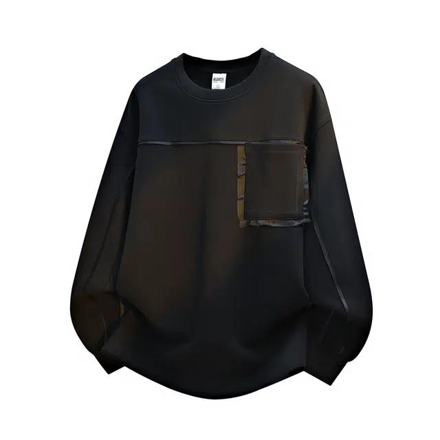 左岸 春秋青少年港风时尚潮牌休闲宽松简约长袖圆领上衣百搭帅气穿搭舒适加肥加大码外衣设计感小众卫衣 男款