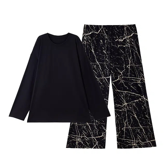 俏薇妮 莫代尔棉带胸垫一体长袖长裤可外穿家居服套装睡衣礼盒 男款