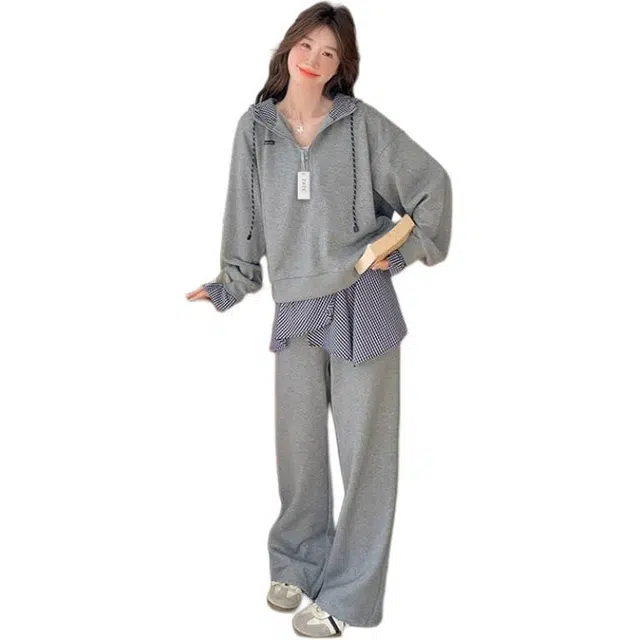 丝絮丝绸 秋季慵懒假两件松弛感长裤两件套休闲套装 女款