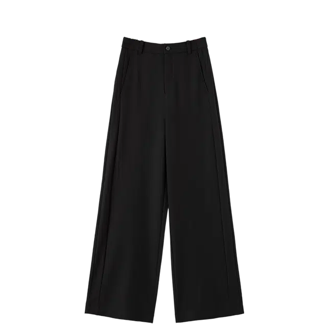 晚白 气质通勤纯色阔腿高腰休闲裤 女款