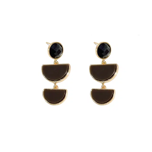 澜耀 气质咖色几何 轻奢时尚百搭复古小众简约素款耳饰 合金 耳环 女款