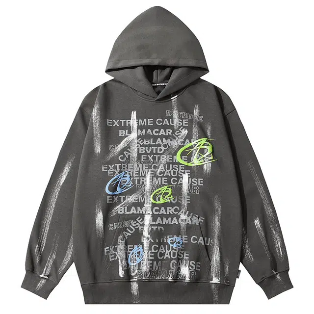 拾个壹先生 美式复古重磅高街水洗做旧小众宽松休闲百搭字母印花卫衣 男女同款