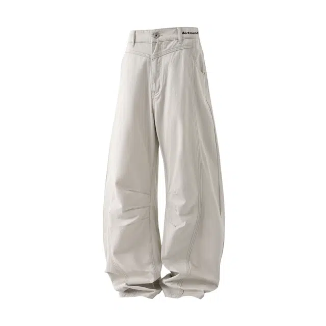 普鲁士多特蒙德 美式水洗解构复古分割做旧设计感弯刀工装休闲阔腿垂感牛仔裤 男女同款