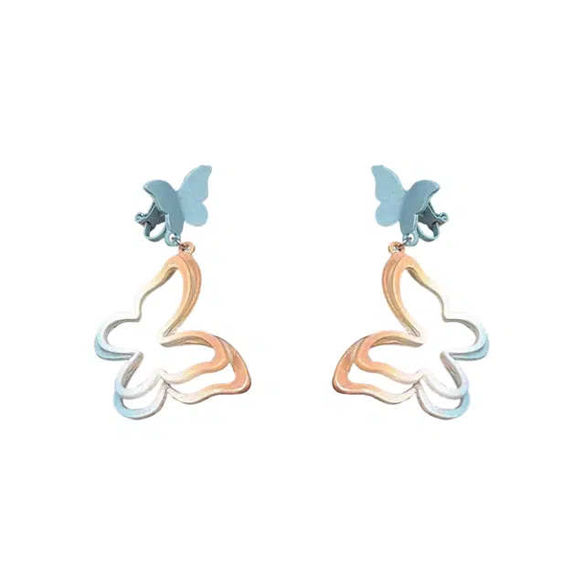 澜耀 夏日多巴胺彩色蝴蝶 小清新甜美超仙气质时尚耳饰#好运 合金 耳环 女款