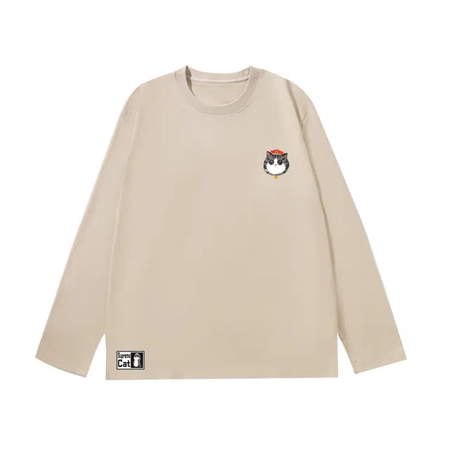 吾皇猫 罗马棉意式风柔软舒适纯色简约可爱低调减龄基础长袖打底衣 男女同款