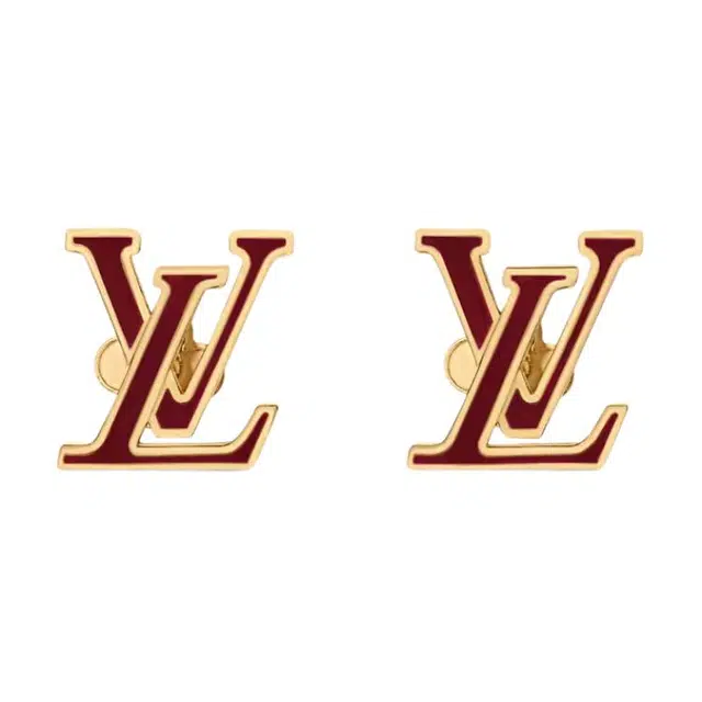 Louis Vuitton Enamel Metal Earrings Bordeaux Red