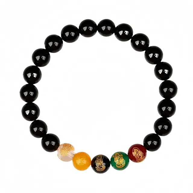 爱骊 五路财神黑曜石手串 新中式招财纳福经典富贵复古时尚潮流大气平安顺遂精致#好运 玛瑙 手链 男女同款情侣款