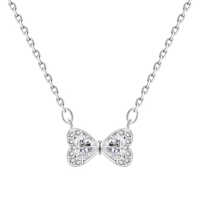 艾卡拉 韩系爱心女小众设计 银 项链 男女同款情侣款