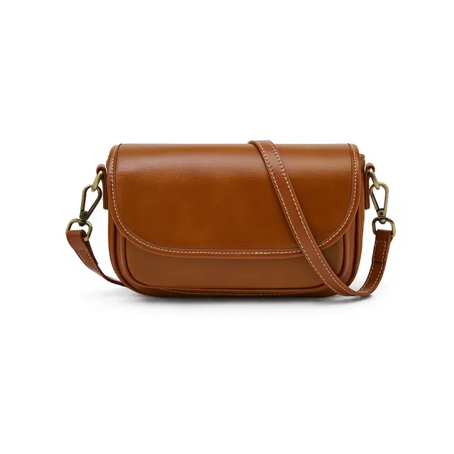 老人头 时尚复古高级感日常通勤百搭 牛皮 单肩包 女款 黑色/米白色/黄色